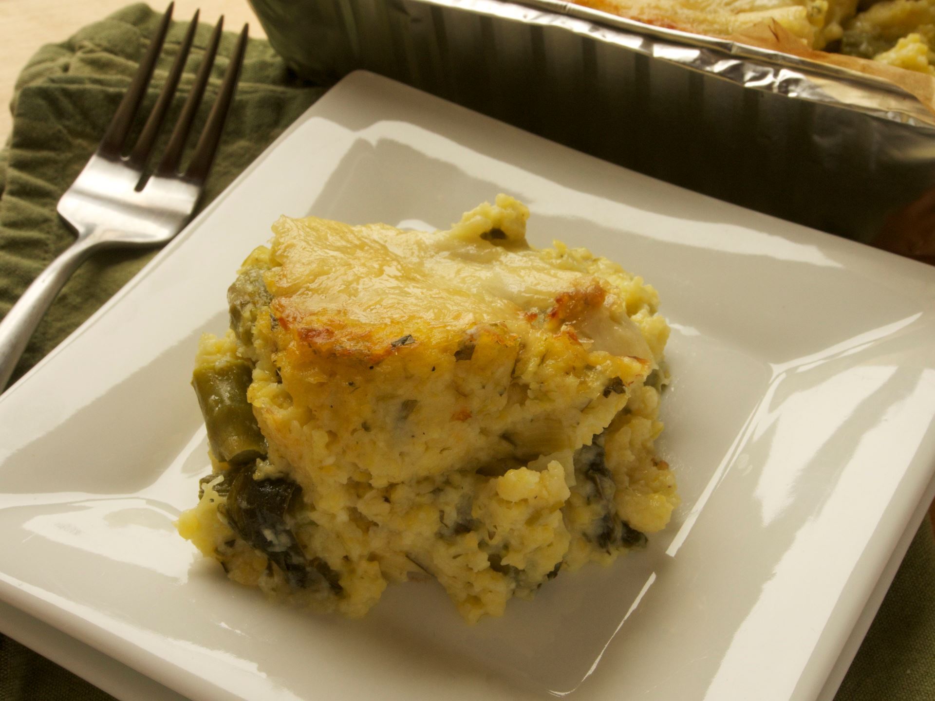 Picture of Baked Polenta with Asparagus, Leeks, and Cheddar -- 2 lb 2 oz