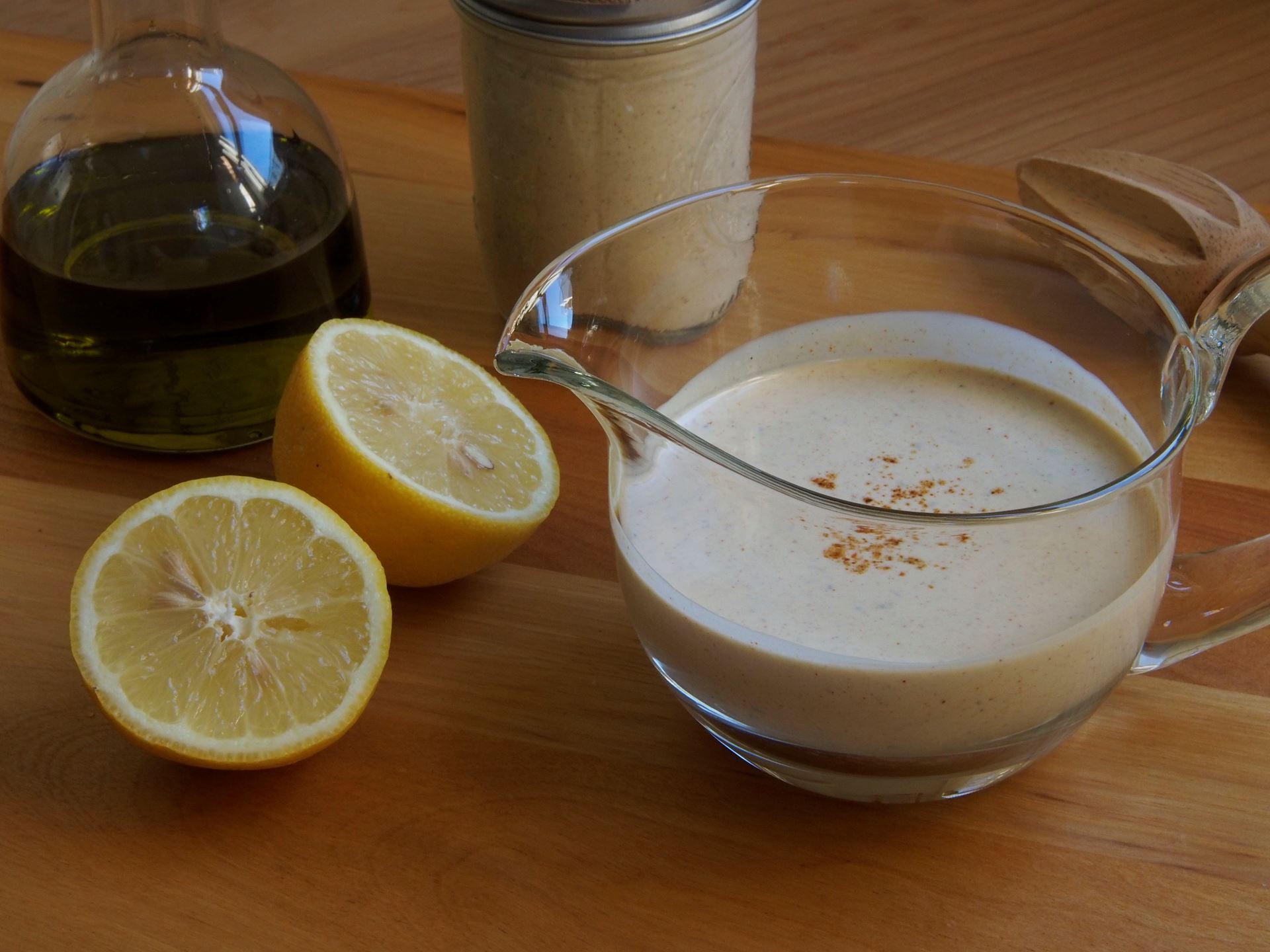 Picture of Tahini Yogurt Sauce with Lemon (Vegetarian) -- 8 oz