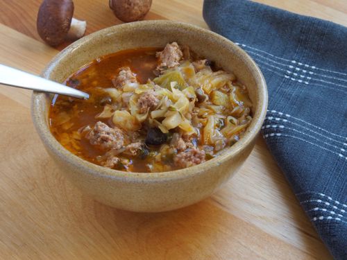 Picture of Frozen -- Mushroom, Sausage, Cabbage Soup 22 oz.