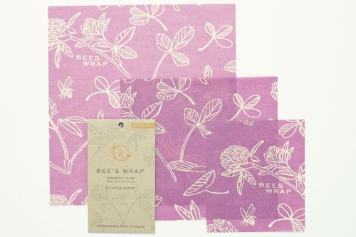 Picture of Bees Wrap Clover Purple pattern Set of 3