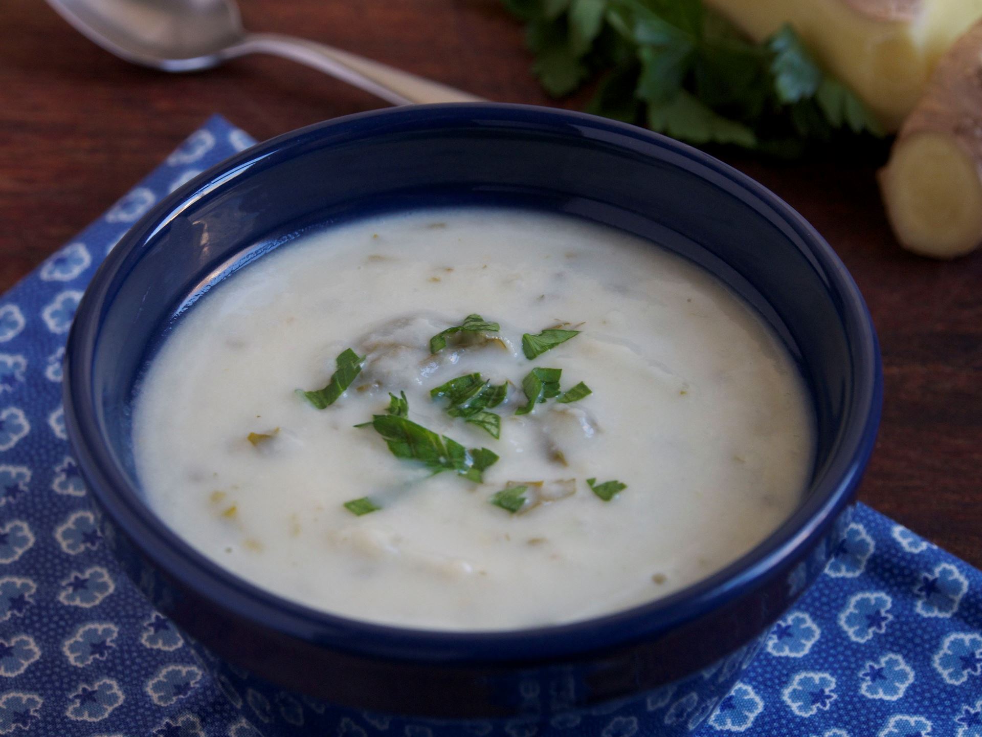 Picture of Creamy Cauliflower Soup with Lemongrass and Ginger (Vegan) -- 22 oz.