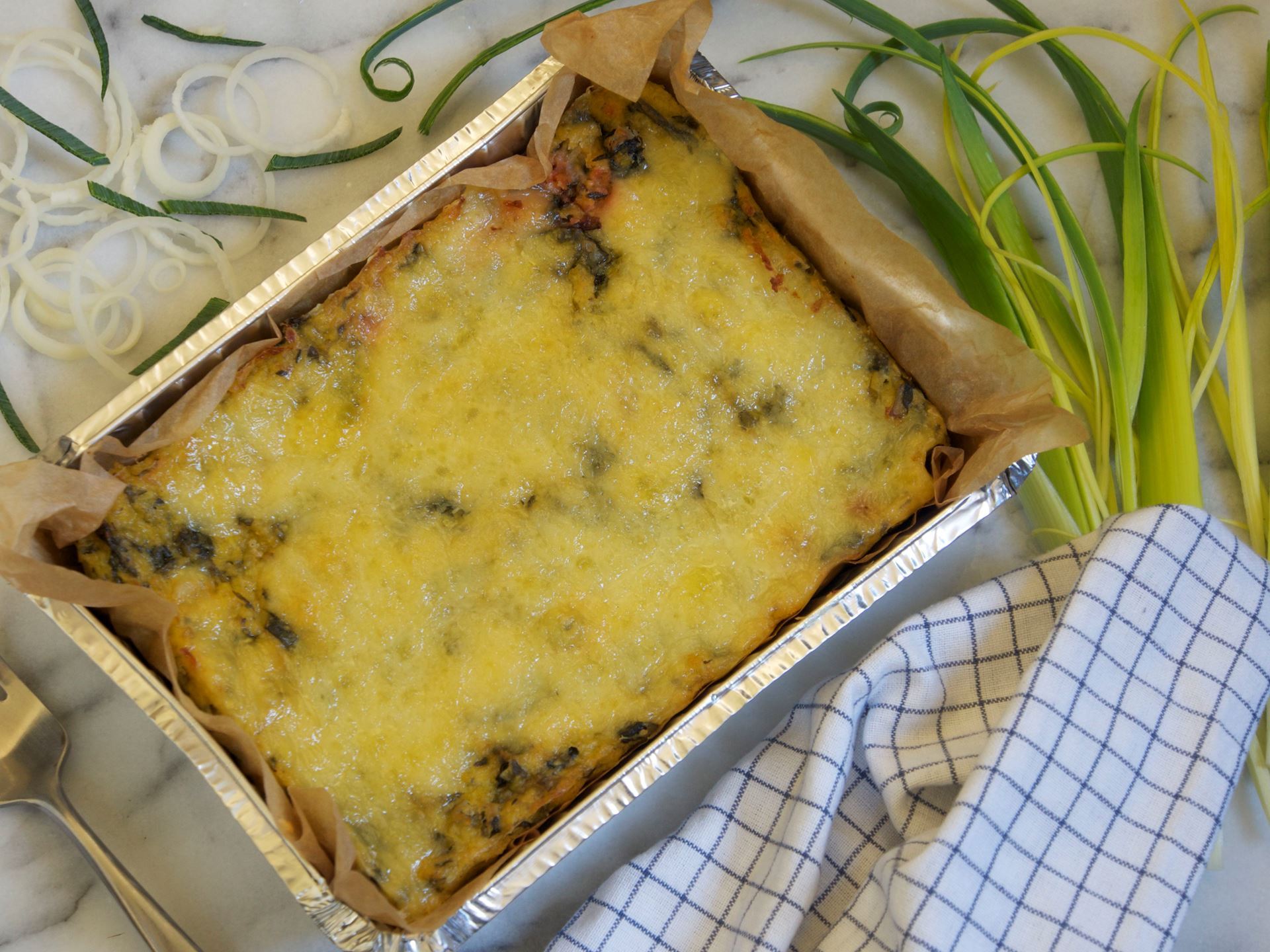Picture of Baked Polenta with Zucchini, Basil, and Cheddar