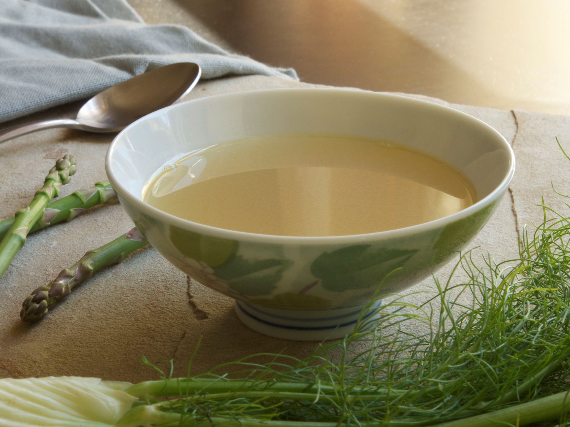 Picture of Spring Green Chicken Broth Infused with Asparagus and Herbs - 22 oz