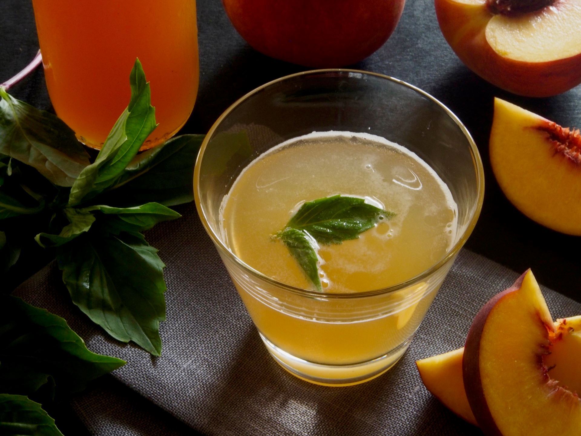 Picture of Peach Basil Honey Shrub