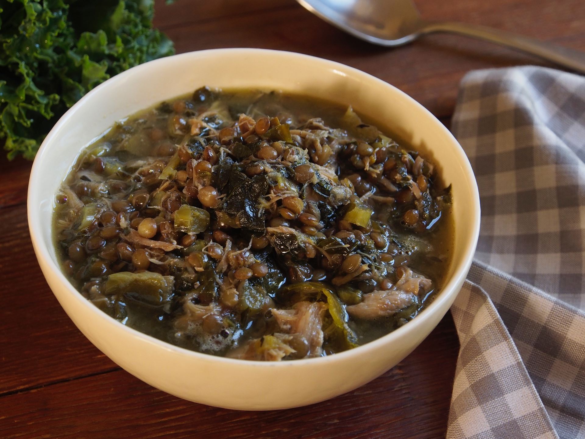 Picture of French Lentil Soup with Salted Pork and Greens -- 22 oz