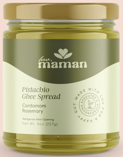 Picture of Luvmaman Pistachio Ghee Spread 8 oz Jar. SPECIAL OFFER! 20% off, until supplies last.