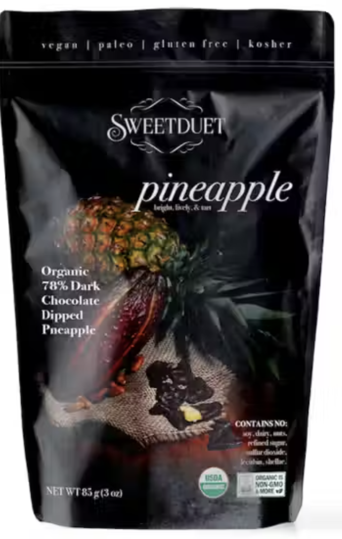 Picture of Sweetduet Organic 83% Dark Chocolate Enrobed Pineapple
