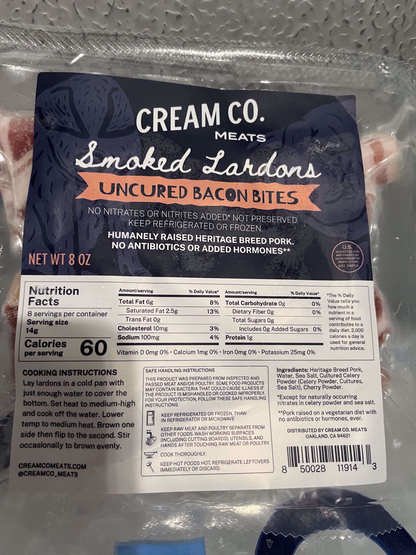 Picture of CreamCo Meats- Uncured Smoked Lardons 8 oz