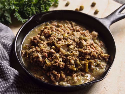 Picture of Mediterranean Ground Chicken Skillet with Greens -- 16 oz