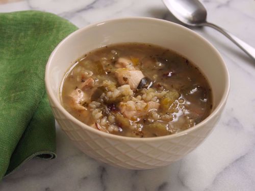 Picture of Frozen -- Cock-a-Leekie Soup with Rice 22 oz