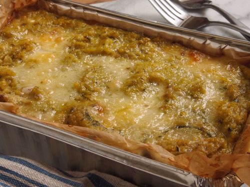 Picture of Frozen -- Baked Polenta with Zucchini, Basil, and Cheddar