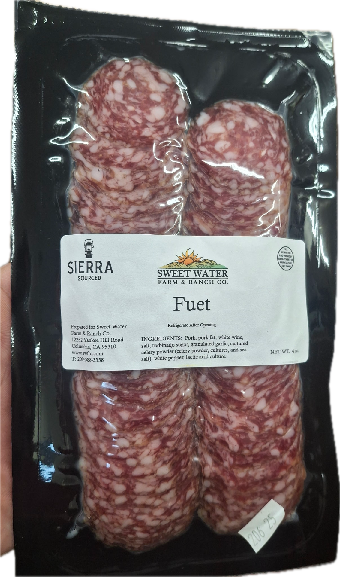 Picture of Sweet Water Farm & Ranch Co -Fuet Spanish-Style Salami- Sliced 4 oz