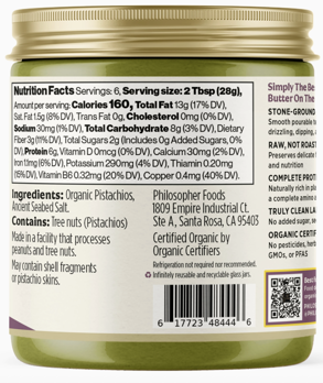 Picture of Philosopher Foods- Silky Smooth Raw Pistachio Butter-
