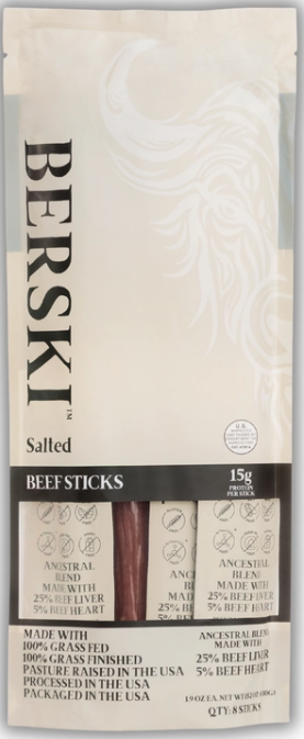Picture of BERSKI Beef Sticks - Salted| 12 Pack Pouch 1 oz each
